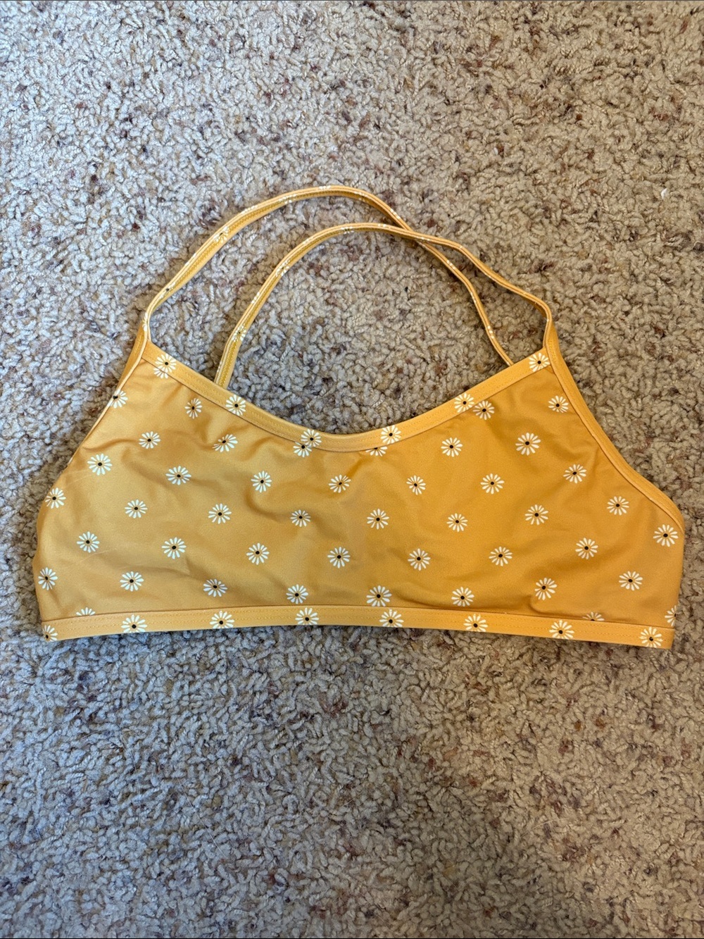 Jolyn Clothing Mustard Yellow Daisy Print Bikini Top